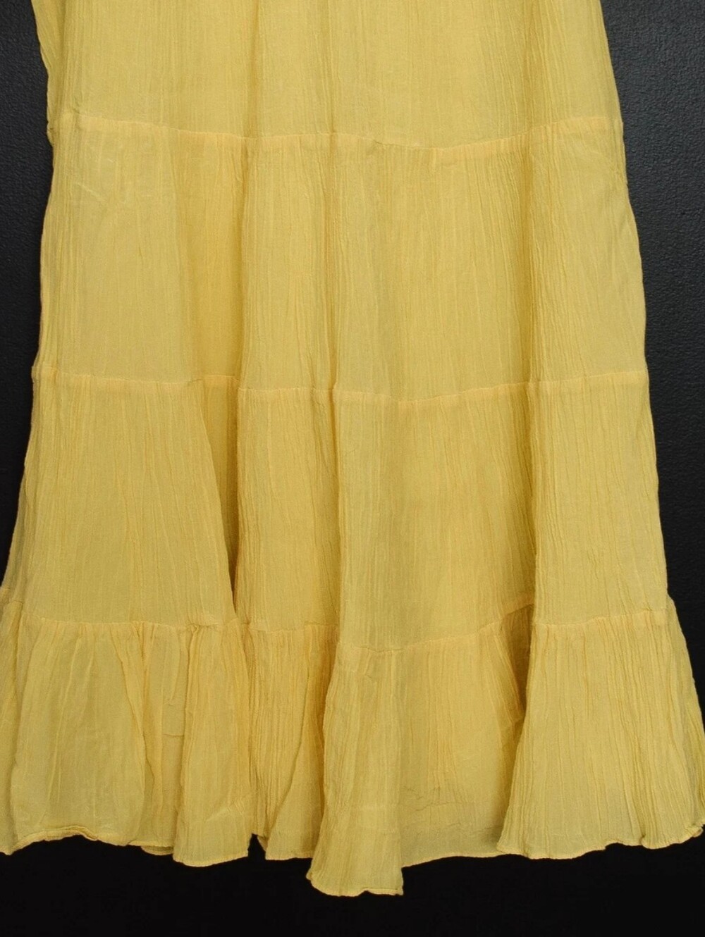 Rebecca Taylor Butter Yellow Silk Tiered Babydoll Mini Dress Puff Sleeve Size L - Picture 5 of 11